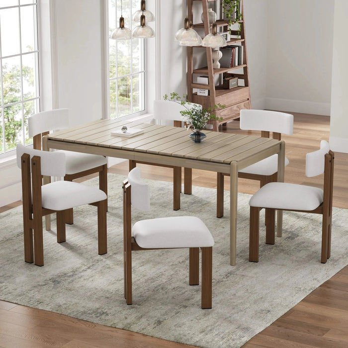 Modern Upholstered Armless Dining Chairs with Metal Legs, White Fabric, Set of 2 Default -DTYStore