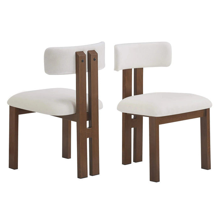 Modern Upholstered Armless Dining Chairs with Metal Legs, White Fabric, Set of 2 Default -DTYStore