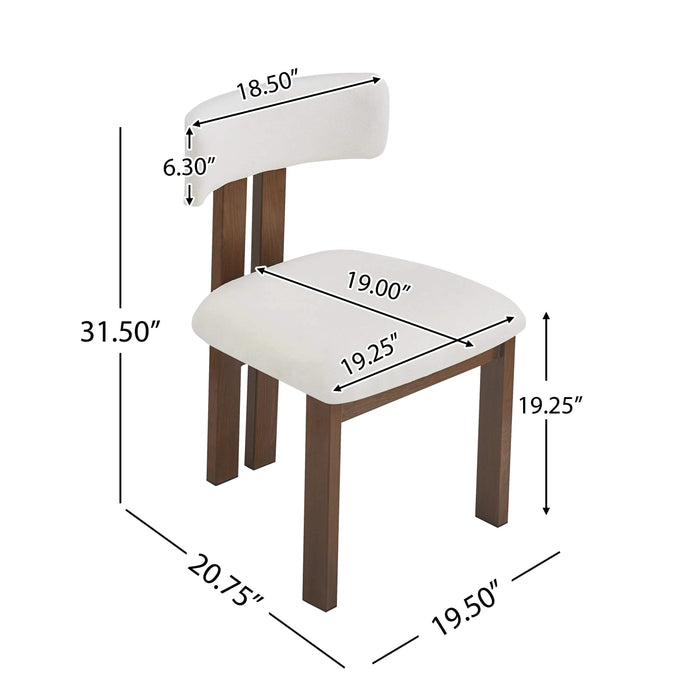 Modern Upholstered Armless Dining Chairs with Metal Legs, White Fabric, Set of 2 Default -DTYStore