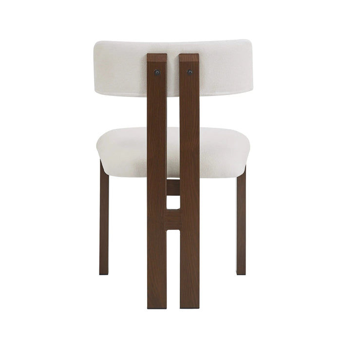 Modern Upholstered Armless Dining Chairs with Metal Legs, White Fabric, Set of 2 Default -DTYStore