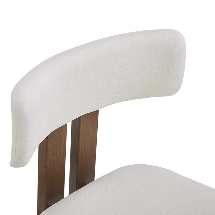 Modern Upholstered Armless Dining Chairs with Metal Legs, White Fabric, Set of 2 Default -DTYStore