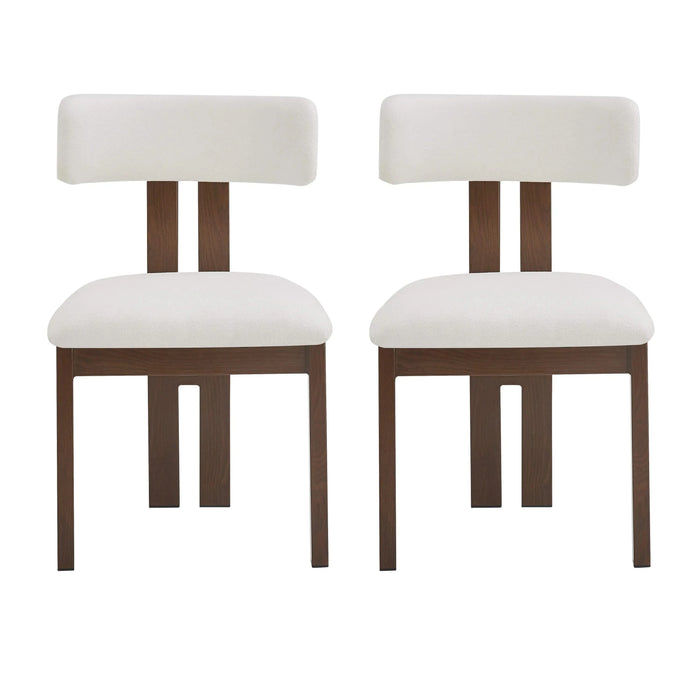 Modern Upholstered Armless Dining Chairs with Metal Legs, White Fabric, Set of 2 Default -DTYStore
