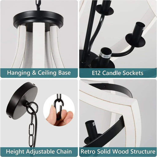 Modern White Solid Wood Chandeliers Default -DTYStore