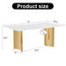 Modern minimalist dining table. The white imitation marble glass desktop is equipped with golden metal legs. Suitable for restaurants and living rooms 71 '* 39.3' * 29.5 'DT-69 Default -DTYStore