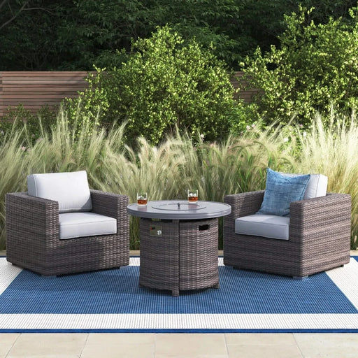 Modular 3-Piece Rattan Patio Sofa Set with Comfortable Cushions in Brown Mix and Gray Wicker Default -DTYStore