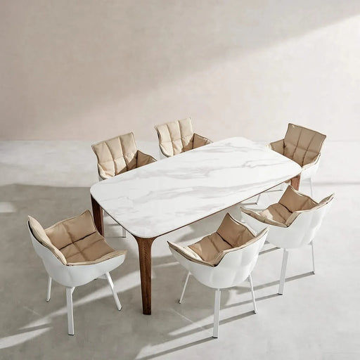 Myko Modern Rectangular Ceramic Dining Table / 6.6ft - Calacatta Ceramic Default -DTYStore