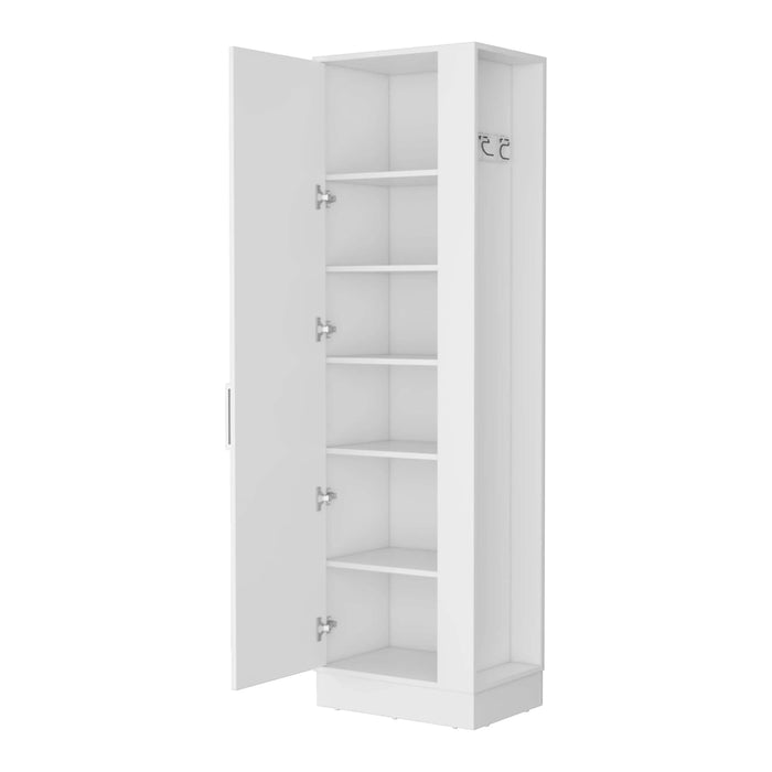 Nampa Storage Cabinet, Single Door, Broom Hangers ,White Default -DTYStore