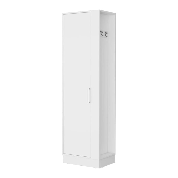 Nampa Storage Cabinet, Single Door, Broom Hangers ,White Default -DTYStore