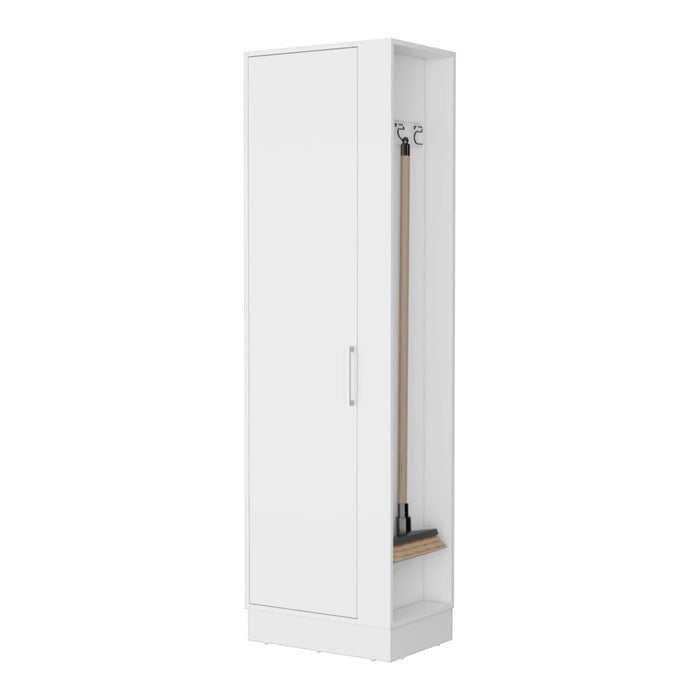 Nampa Storage Cabinet, Single Door, Broom Hangers ,White Default -DTYStore