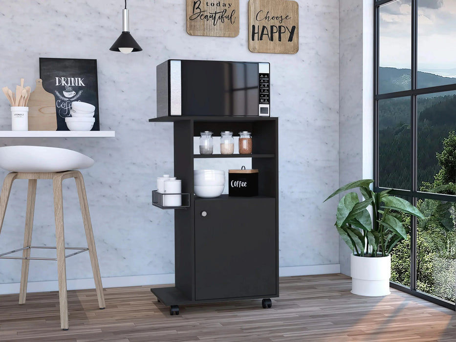 Napenthe 1-Shelf Kitchen Cart with Caster Black Wengue Default -DTYStore