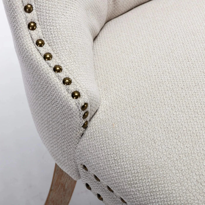 Nikki Collection Modern, High-end Tufted Solid Wood Contemporary Flax Upholstered Dining Chair with Wood Legs Nailhead Trim 2-Pcs Set,Gray, SW6801BG Default -DTYStore