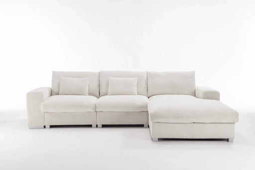 Nordic-style L-shaped flannel fabric sofa Wooden frame combination sofa Minimalist living room Default -DTYStore