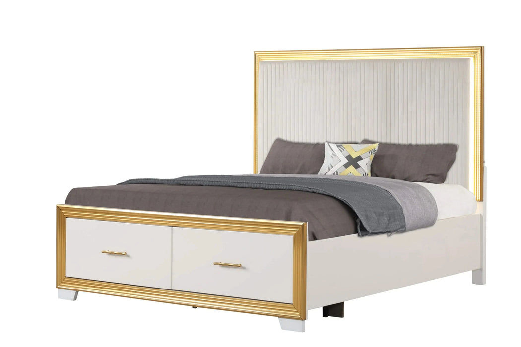 OBSESSION Contemporary Style 4PC Queen Bedroom Set Made with Wood & Gold Finish Default -DTYStore