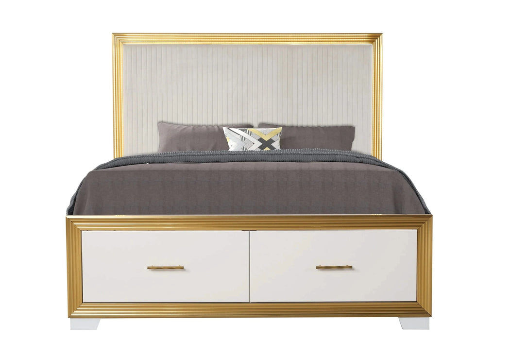 OBSESSION Contemporary Style 4PC Queen Bedroom Set Made with Wood & Gold Finish Default -DTYStore