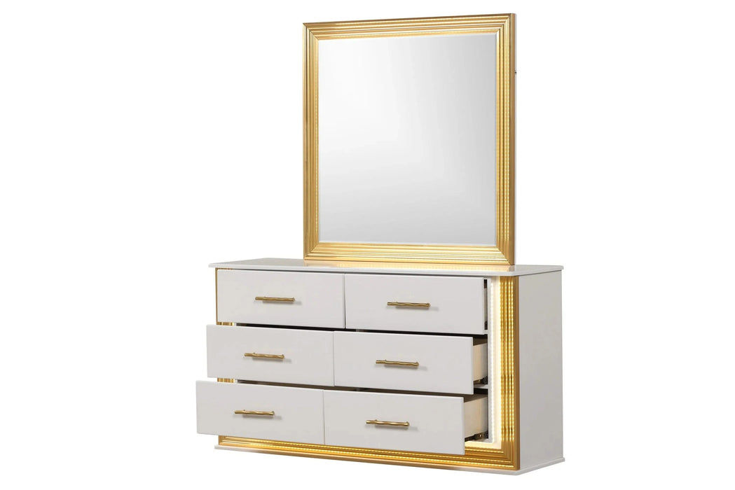 OBSESSION Contemporary Style 4PC Queen Bedroom Set Made with Wood & Gold Finish Default -DTYStore