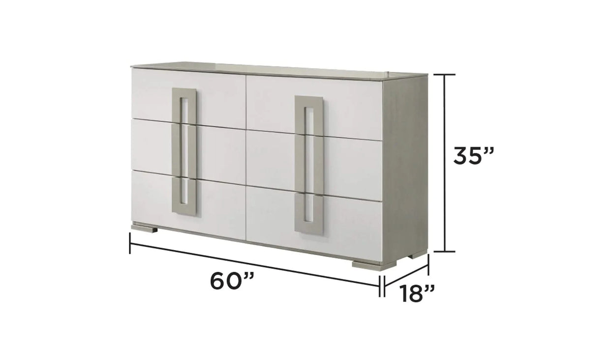 Olivia Contemporary Style 4 Pc Full Bedroom Set with LED Headboard Made with Wood in White (NJ Inventory) Default -DTYStore