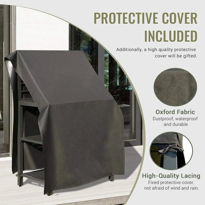 Outdoor Kitchen Island with Storage, Aluminum Kitchen Storage Island Kitchen Food Prep Table with Double Storage Rack, Freestanding Bar Center with Protective Cover Indoor Outdoor Default -DTYStore