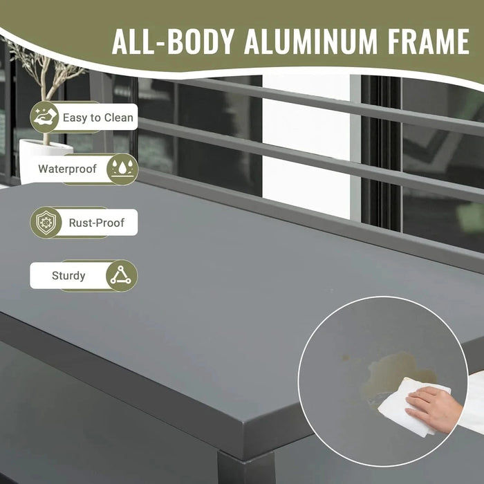 Outdoor Kitchen Island with Storage, Aluminum Kitchen Storage Island Kitchen Food Prep Table with Double Storage Rack, Freestanding Bar Center with Protective Cover Indoor Outdoor Default -DTYStore
