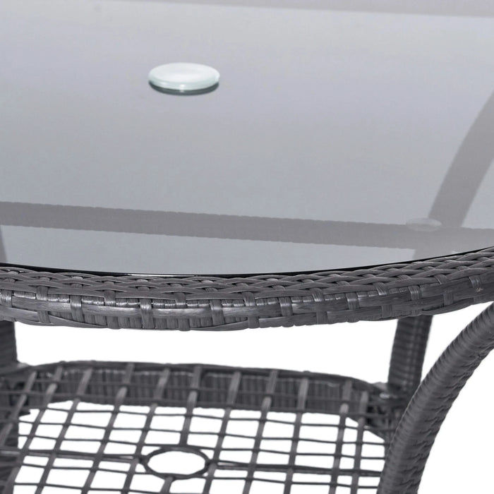 Outdoor Rattan Dining Set with 4 Dining Chairs,Grey Default -DTYStore