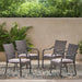 Outdoor Rattan Dining Set with 4 Dining Chairs,Grey Default -DTYStore