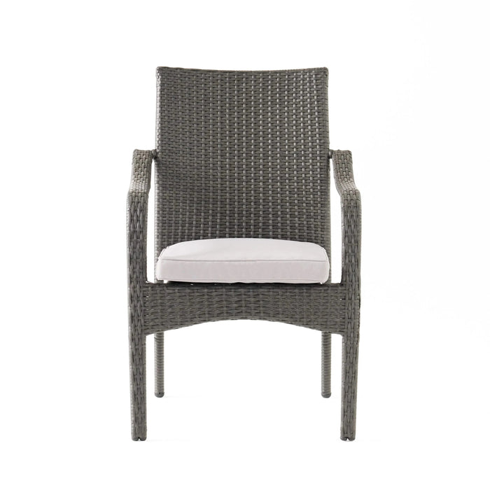 Outdoor Rattan Dining Set with 4 Dining Chairs,Grey Default -DTYStore