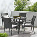Outdoor Rattan Dining Set with 4 Dining Chairs,Grey Default -DTYStore