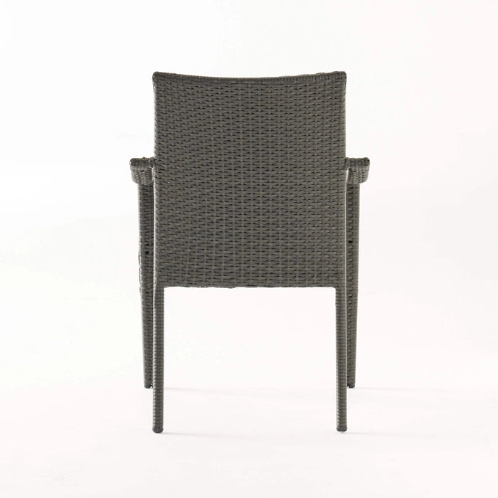 Outdoor Rattan Dining Set with 4 Dining Chairs,Grey Default -DTYStore