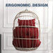 Outdoor garden rattan egg swing chair hanging chair PE hanging chair red Default -DTYStore