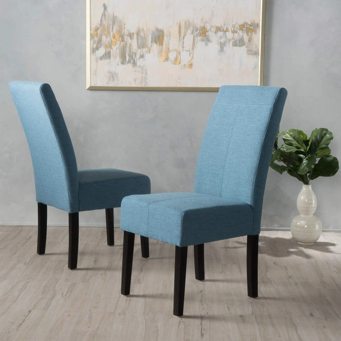 PERTICA KD Dining Chair Set of 2 Blue Fabric Upholstered Armless Chairs Default -DTYStore