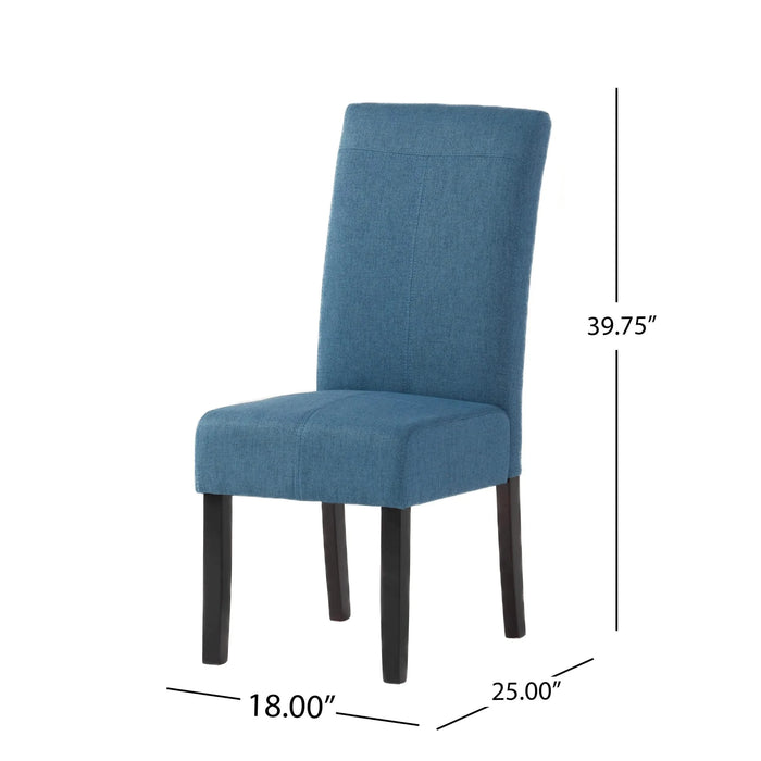PERTICA KD Dining Chair Set of 2 Blue Fabric Upholstered Armless Chairs Default -DTYStore