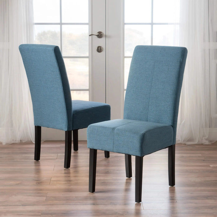 PERTICA KD Dining Chair Set of 2 Blue Fabric Upholstered Armless Chairs Default -DTYStore
