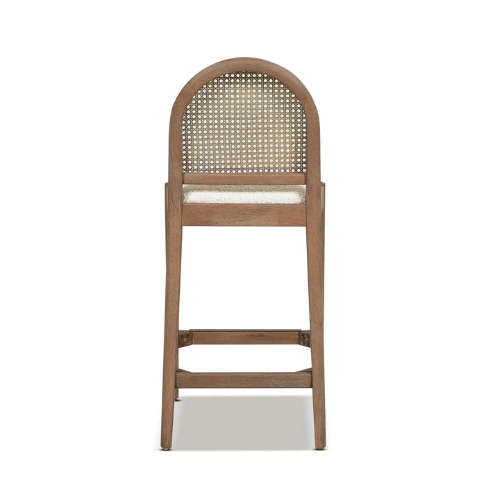 Panama 26.5' Curved Back Cane Rattan Counter Stool, Set of 2, Ivory White Boucle Default -DTYStore