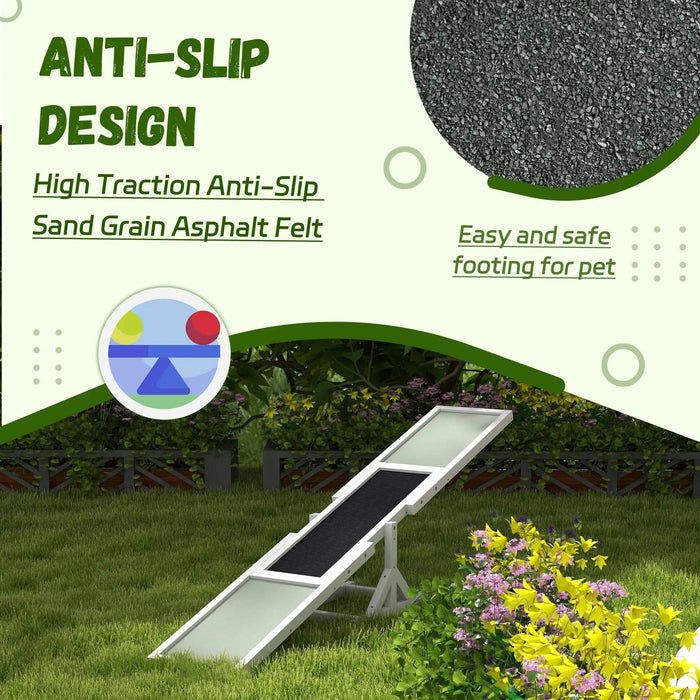 PawHut Wooden Dog Agility Seesaw for Training and Exercise, Platform Equipment Run Game Toy, Weather Resistant Pet Supplies, 71' L x 12' W x 12' H, White Default -DTYStore