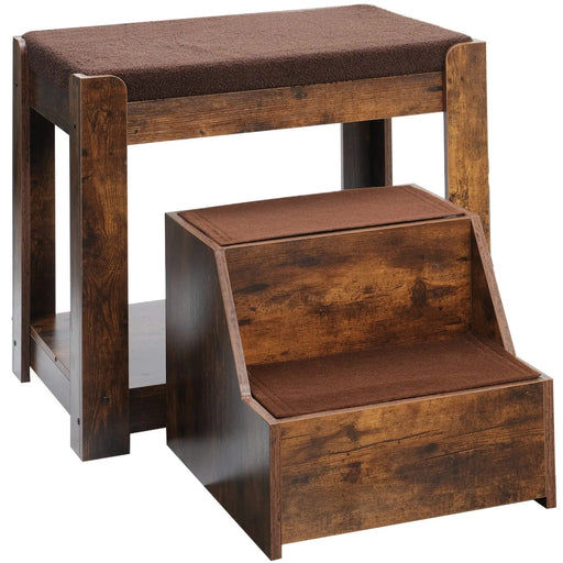 Pet Bunk Bed with Removable Step for Dogs and Cats, Multi-Level Window Perch Seat with Cushion and Scratch Pad, Indoor Use Default -DTYStore