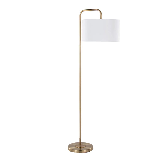 Puck 63.75' Contemporary Metal Floor Lamp in Gold Metal with White Linen Shade from Grandview Gallery by LumiSource Default -DTYStore