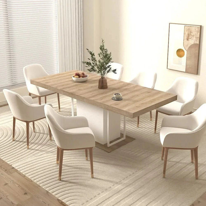 Rectangle extendable dining table for 6-10 people aged effect wood 160-200 cm Default -DTYStore
