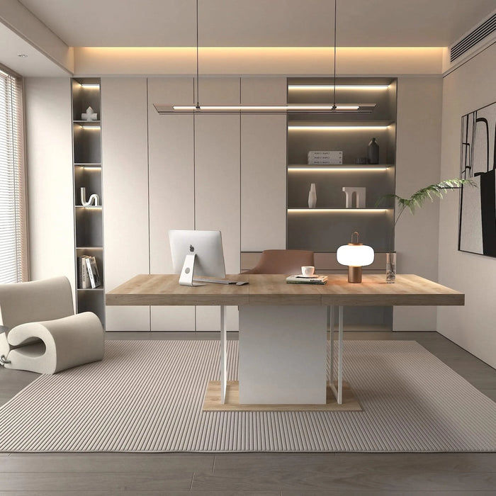 Rectangle extendable dining table for 6-10 people aged effect wood 160-200 cm Default -DTYStore