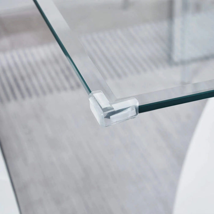 Rectangular Glass Top Dining Table, Modern Design Rectangular Room Table For Home (Black or White) Default -DTYStore