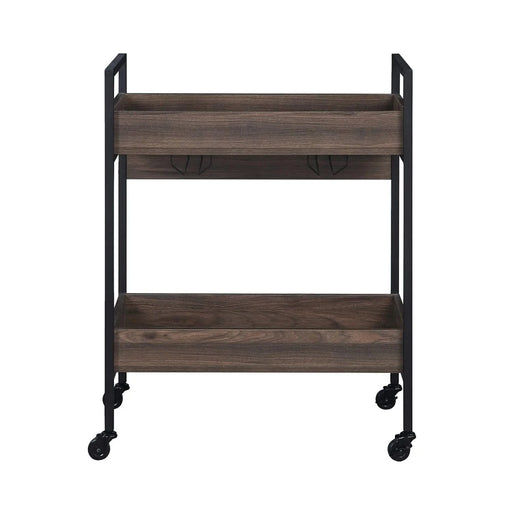 Rectangular Serving Cart with 2 Tier Shelf, Walnut and Black Default -DTYStore