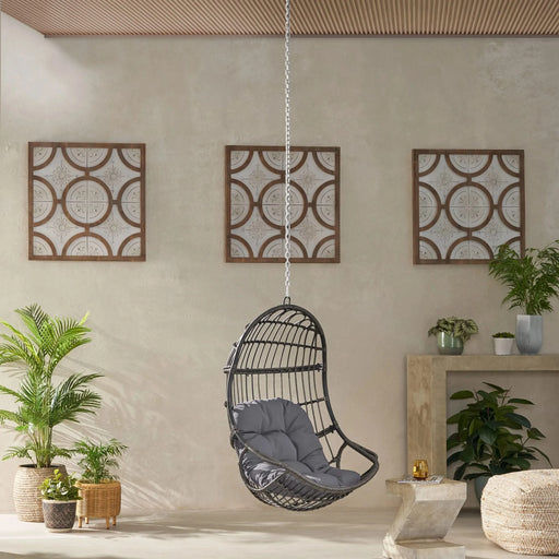 Richards Outdoor/Indoor Wicker Hanging Chair,Grey Default -DTYStore