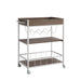 Rolling Kitchen Cart with Three Tier Storage and Four Wine Bottle Rack - Brown and White Metal Default -DTYStore