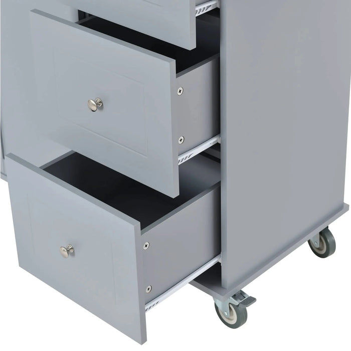 Rolling Mobile Kitchen Island with Solid Wood Top and Locking Wheels,52.7 Inch Width,Storage Cabinet and Drop Leaf Breakfast Bar,Spice Rack, Towel Rack & Drawer (Grey Blue) Default -DTYStore