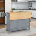Rolling Mobile Kitchen Island with Solid Wood Top and Locking Wheels,52.7 Inch Width,Storage Cabinet and Drop Leaf Breakfast Bar,Spice Rack, Towel Rack & Drawer (Grey Blue) Default -DTYStore