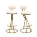 Round Bar Stool Armless Velvet Barstools with Back Set of 2, Gold & Creamy White Default -DTYStore