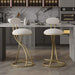 Round Bar Stool Armless Velvet Barstools with Back Set of 2, Gold & Creamy White Default -DTYStore