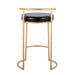 Round Fuji 26' Contemporary Fixed-Height Counter Stool in Gold Metal and Black Faux Leather by LumiSource - Set of 2 Default -DTYStore