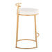 Round Fuji 26' Contemporary Fixed-Height Counter Stool in Gold Metal and White Faux Leather by LumiSource - Set of 2 Default -DTYStore