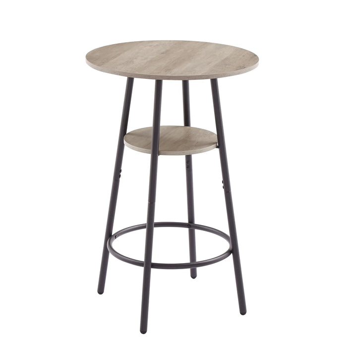 Round bar stool set with shelf, upholstered stool with backrest Grey, 23.62'' W x 23.62'' D x 35.43'' H. Default -DTYStore