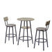Round bar stool set with shelf, upholstered stool with backrest Grey, 23.62'' W x 23.62'' D x 35.43'' H. Default -DTYStore