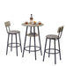 Round bar stool set with shelf, upholstered stool with backrest Grey, 23.62'' W x 23.62'' D x 35.43'' H. Default -DTYStore